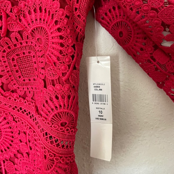 Ml Monique Lhuillier Lace V-Neck Romper Red Sz 10 - Picture 10 of 13